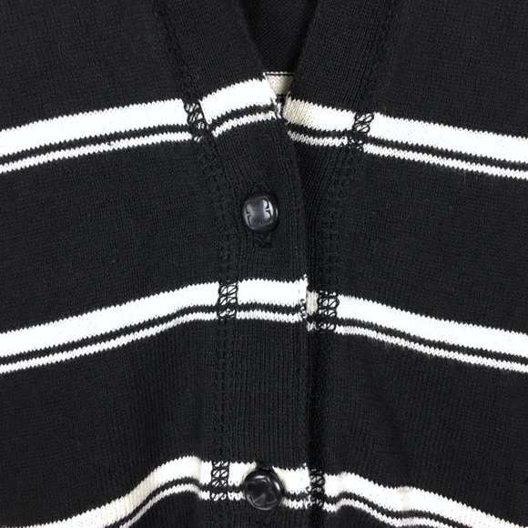 LIZ CLAIBORNE Cardigan Sweater Striped Classic Capsule Minimalist Classic Medium - Picture 3 of 8